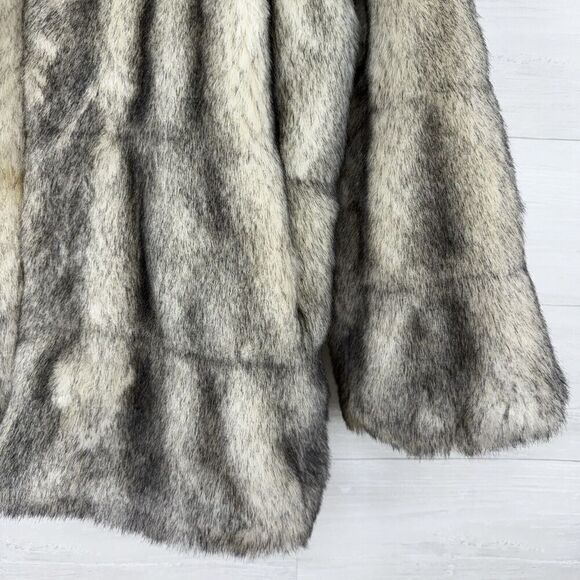Vtg Gallery Faux Fur Coat Jacket Women L Gray Eskimo Y2K Lined Soft Old Money - Picture 4 of 15